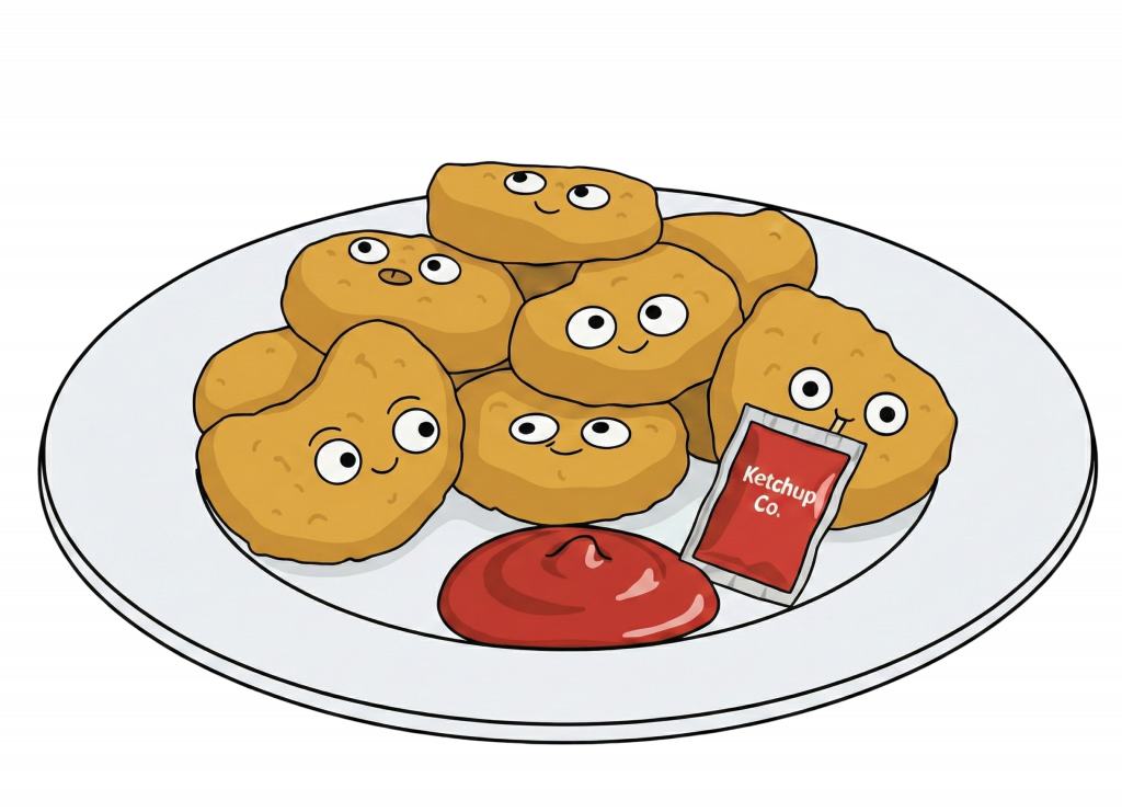 Werbe-Nuggets auf Teller